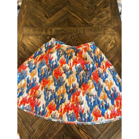 CeCe Dresses & Skirts - Cece Cactus Art to Wear Colorful Skirt Women 14 Southwestern Cowgirl Artsy Fun